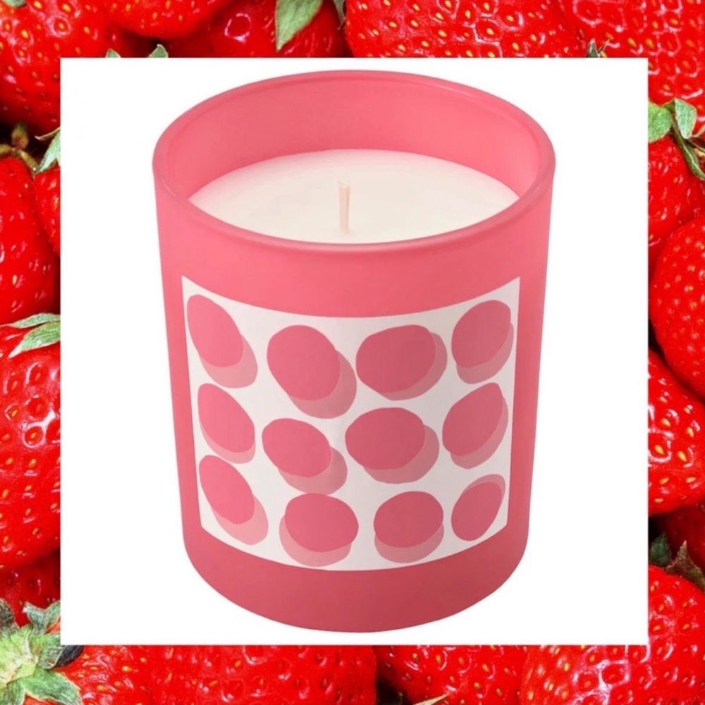 Retired IKEA Pink Dot Pattern Strawberry Scented Candle